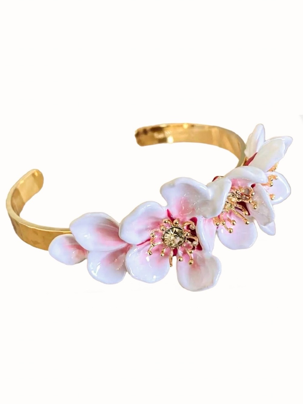 Les Néréides White Cherry Blossom Cuff Bracelet